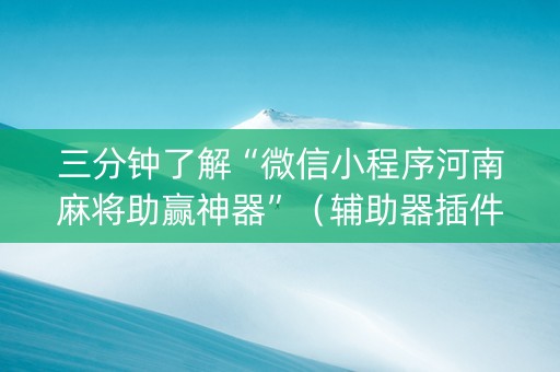 三分钟了解“微信小程序河南麻将助赢神器”（辅助器插件)