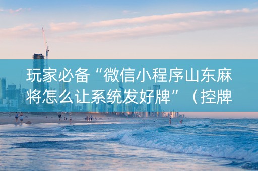 玩家必备“微信小程序山东麻将怎么让系统发好牌”（控牌器)