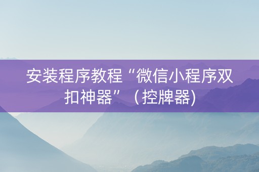 安装程序教程“微信小程序双扣神器”（控牌器)