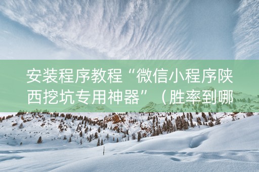 安装程序教程“微信小程序陕西挖坑专用神器”（胜率到哪调)