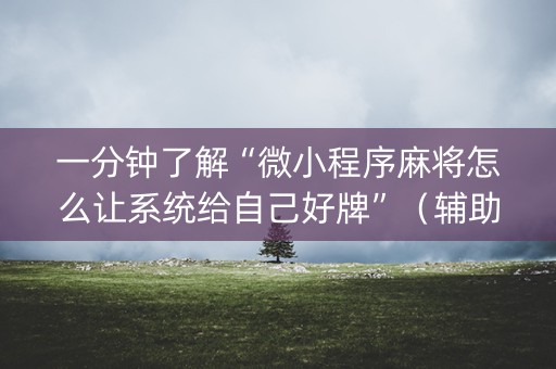 一分钟了解“微小程序麻将怎么让系统给自己好牌”（辅助挂发牌规律)