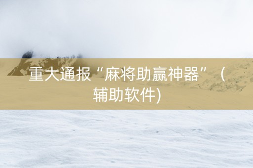 重大通报“麻将助赢神器”（辅助软件)