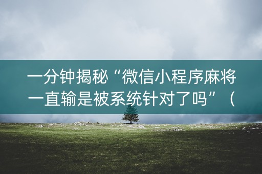 一分钟揭秘“微信小程序麻将一直输是被系统针对了吗”（装挂怎么安装)
