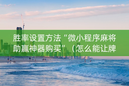 胜率设置方法“微小程序麻将助赢神器购买”（怎么能让牌好一点)