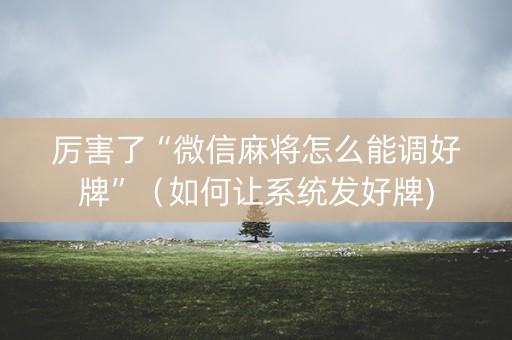 厉害了“微信麻将怎么能调好牌”（如何让系统发好牌)