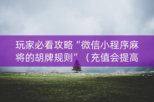 玩家必看攻略“微信小程序麻将的胡牌规则”（充值会提高胜率么)
