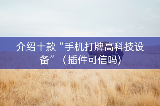 介绍十款“手机打牌高科技设备”（插件可信吗)