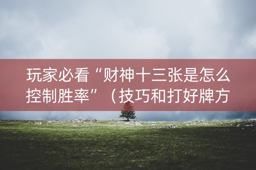 玩家必看“财神十三张是怎么控制胜率”（技巧和打好牌方法)