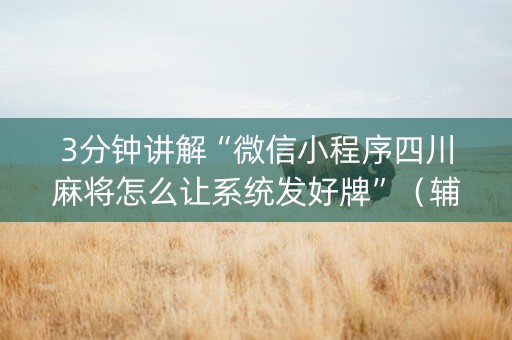3分钟讲解“微信小程序四川麻将怎么让系统发好牌”（辅助器插件)