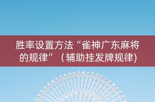 胜率设置方法“雀神广东麻将的规律”（辅助挂发牌规律)