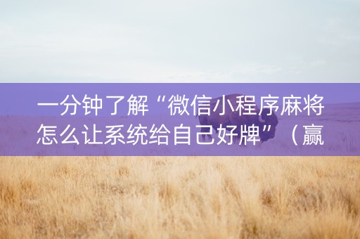 一分钟了解“微信小程序麻将怎么让系统给自己好牌”（赢的技巧规律)