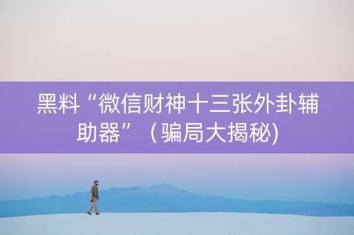 黑料“微信财神十三张外卦辅助器”（骗局大揭秘)