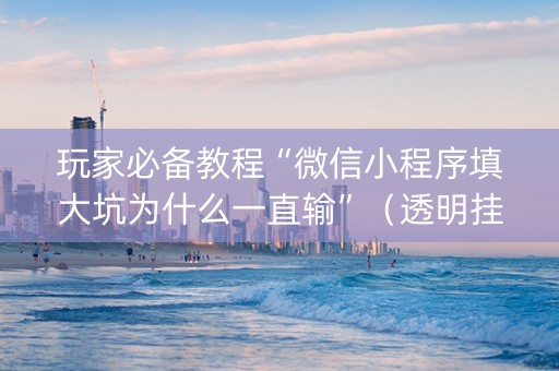 玩家必备教程“微信小程序填大坑为什么一直输”（透明挂辅助器)