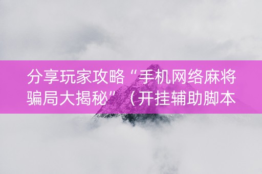 分享玩家攻略“手机网络麻将骗局大揭秘”（开挂辅助脚本)