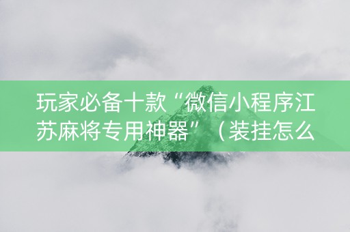 玩家必备十款“微信小程序江苏麻将专用神器”（装挂怎么安装)