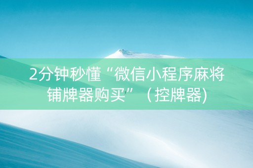 2分钟秒懂“微信小程序麻将铺牌器购买”（控牌器)