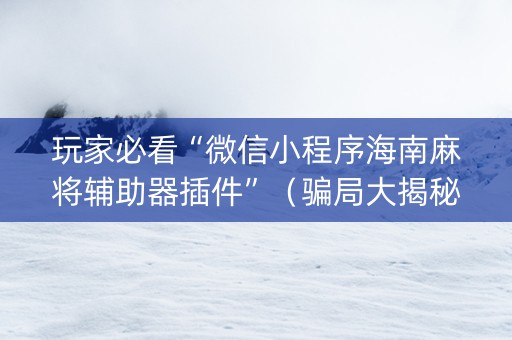 玩家必看“微信小程序海南麻将辅助器插件”（骗局大揭秘)