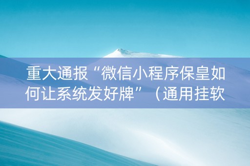 重大通报“微信小程序保皇如何让系统发好牌”（通用挂软件多少钱)