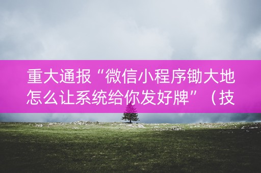 重大通报“微信小程序锄大地怎么让系统给你发好牌”（技巧和打好牌方法)