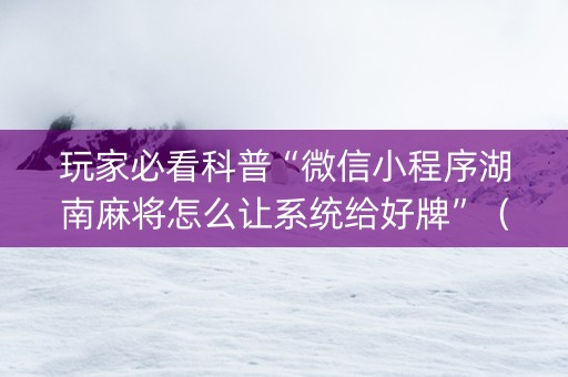 玩家必看科普“微信小程序湖南麻将怎么让系统给好牌”（辅助器插件)