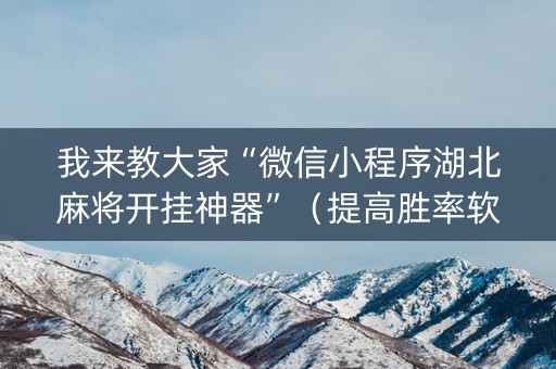 我来教大家“微信小程序湖北麻将开挂神器”（提高胜率软件)