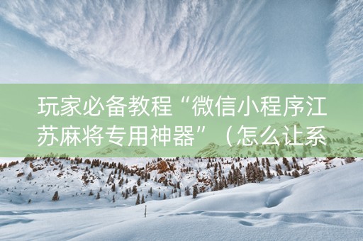 玩家必备教程“微信小程序江苏麻将专用神器”（怎么让系统给你发好牌)