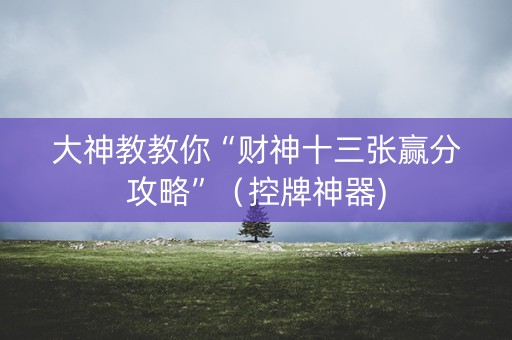 大神教教你“财神十三张赢分攻略”（控牌神器)
