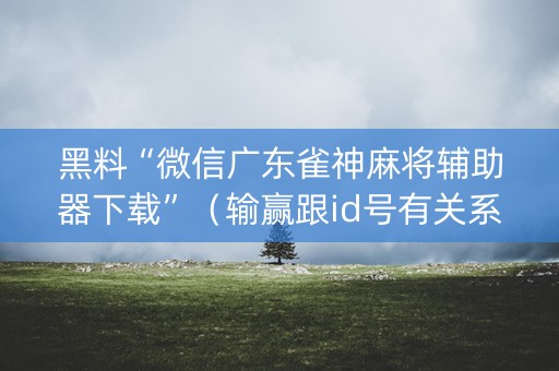 黑料“微信广东雀神麻将辅助器下载”（输赢跟id号有关系吗)