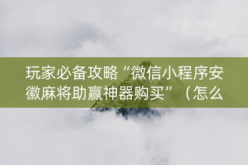 玩家必备攻略“微信小程序安徽麻将助赢神器购买”（怎么提高胜率)