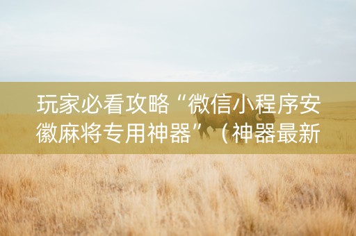 玩家必看攻略“微信小程序安徽麻将专用神器”（神器最新免费)