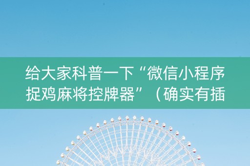 给大家科普一下“微信小程序捉鸡麻将控牌器”（确实有插件吗)