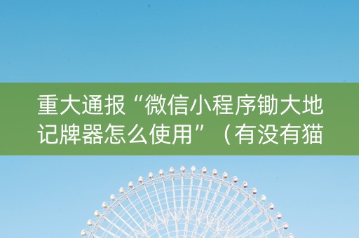 重大通报“微信小程序锄大地记牌器怎么使用”（有没有猫腻)