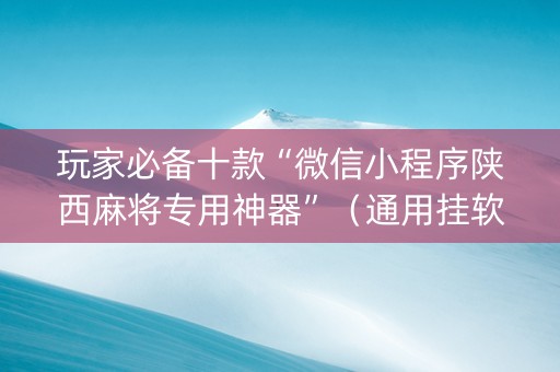 玩家必备十款“微信小程序陕西麻将专用神器”（通用挂软件多少钱)