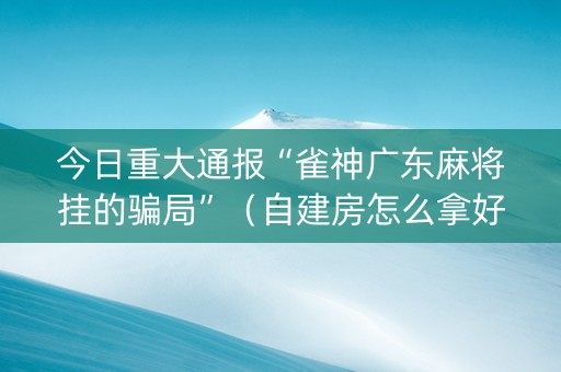 今日重大通报“雀神广东麻将挂的骗局”（自建房怎么拿好牌)