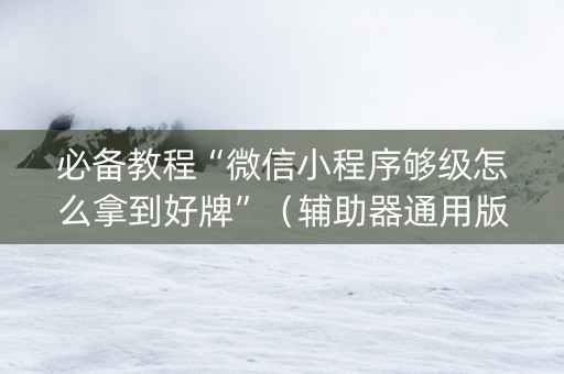 必备教程“微信小程序够级怎么拿到好牌”（辅助器通用版)
