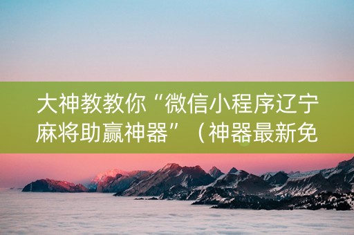 大神教教你“微信小程序辽宁麻将助赢神器”（神器最新免费)