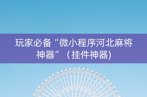 玩家必备“微小程序河北麻将神器”（挂件神器)
