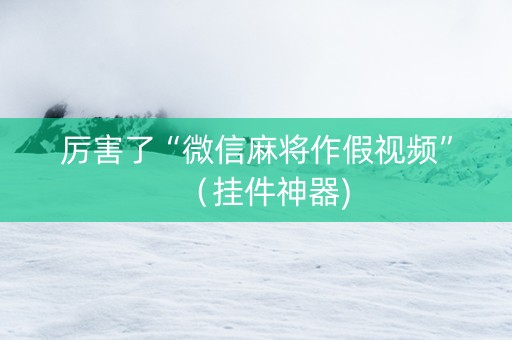 厉害了“微信麻将作假视频”（挂件神器)