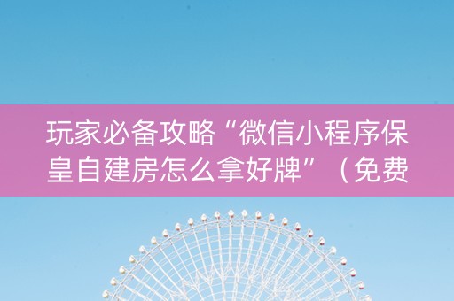 玩家必备攻略“微信小程序保皇自建房怎么拿好牌”（免费辅助)