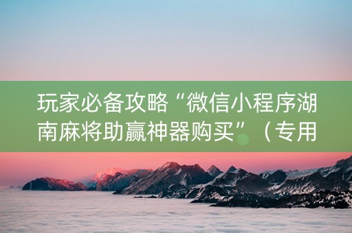 玩家必备攻略“微信小程序湖南麻将助赢神器购买”（专用神器下载)