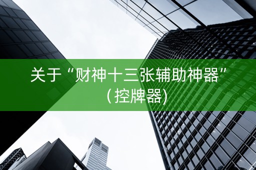 关于“财神十三张辅助神器”（控牌器)