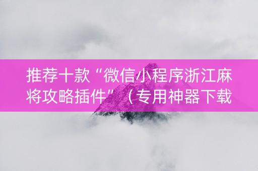 推荐十款“微信小程序浙江麻将攻略插件”（专用神器下载)