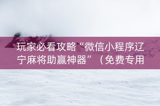 玩家必看攻略“微信小程序辽宁麻将助赢神器”（免费专用神器)