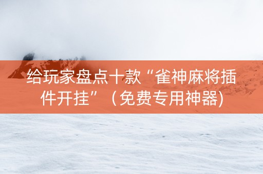 给玩家盘点十款“雀神麻将插件开挂”（免费专用神器)