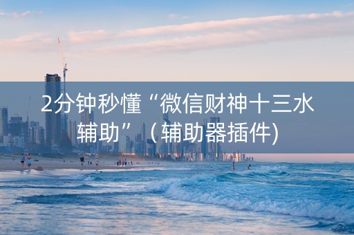 2分钟秒懂“微信财神十三水辅助”（辅助器插件)