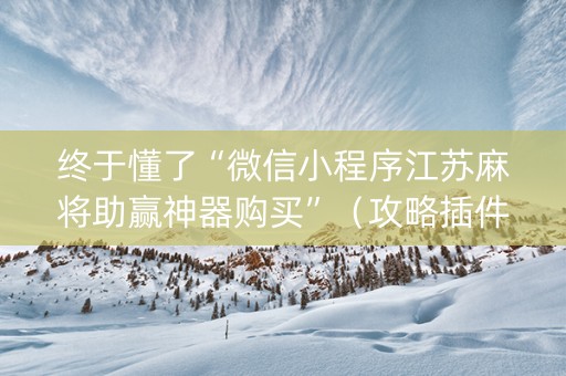 终于懂了“微信小程序江苏麻将助赢神器购买”（攻略插件)