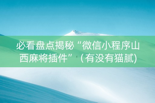 必看盘点揭秘“微信小程序山西麻将插件”（有没有猫腻)