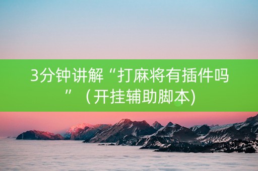 3分钟讲解“打麻将有插件吗”（开挂辅助脚本)