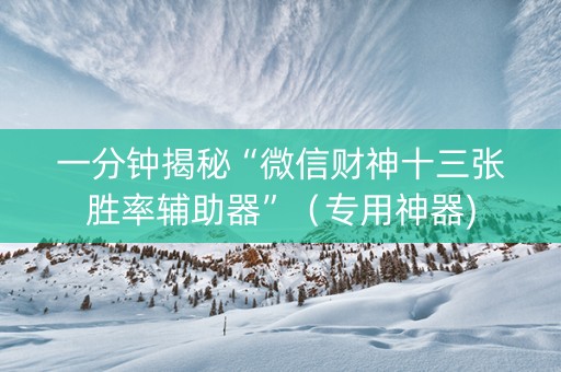 一分钟揭秘“微信财神十三张胜率辅助器”（专用神器)