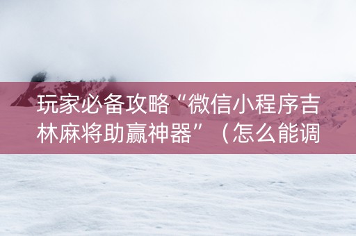 玩家必备攻略“微信小程序吉林麻将助赢神器”（怎么能调好牌)